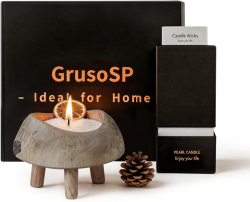 Rustic wooden candle bowl - wooden,